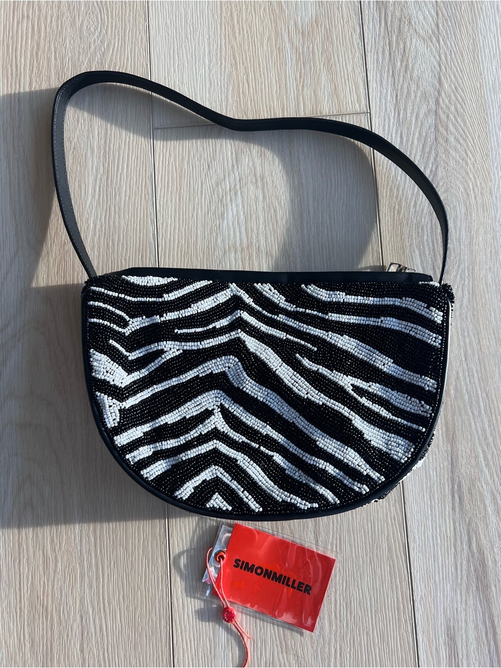 Simon Miller Black & White Zebra Beaded Shoulder Bag